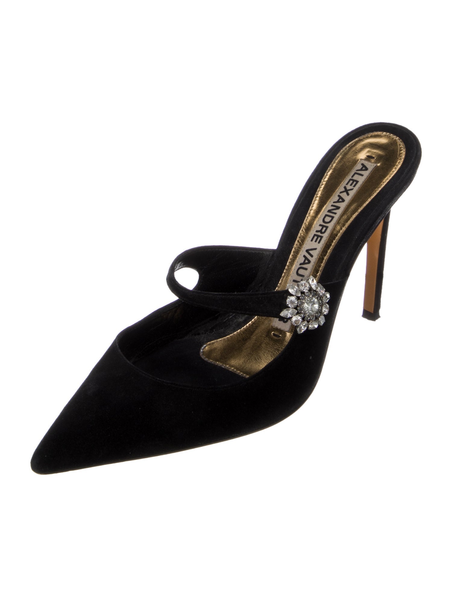 Alexandre Vauthier Suede Crystal Embellishments Mules