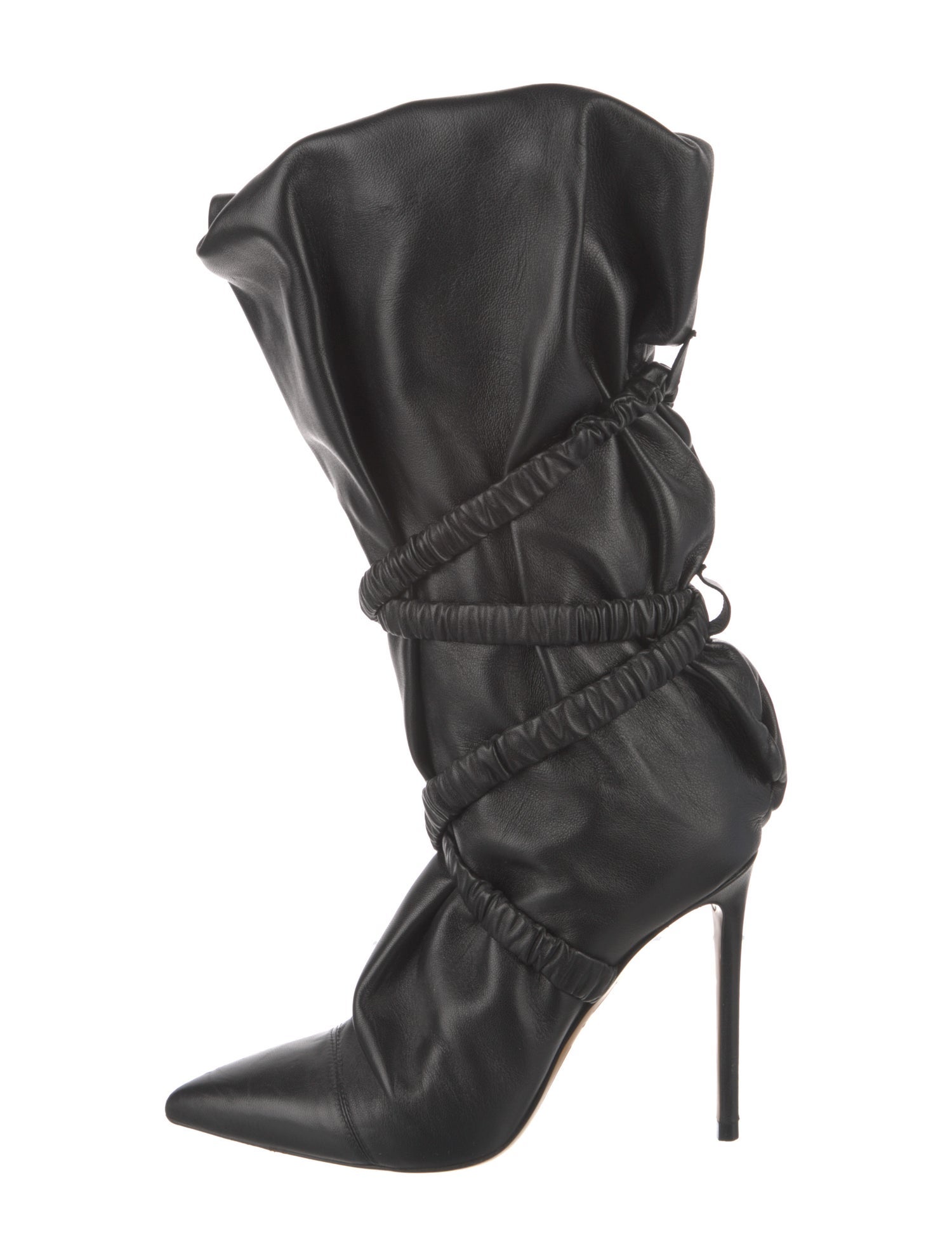 Alexandre Vauthier Leather Crystal Embellishments Slouch Boots