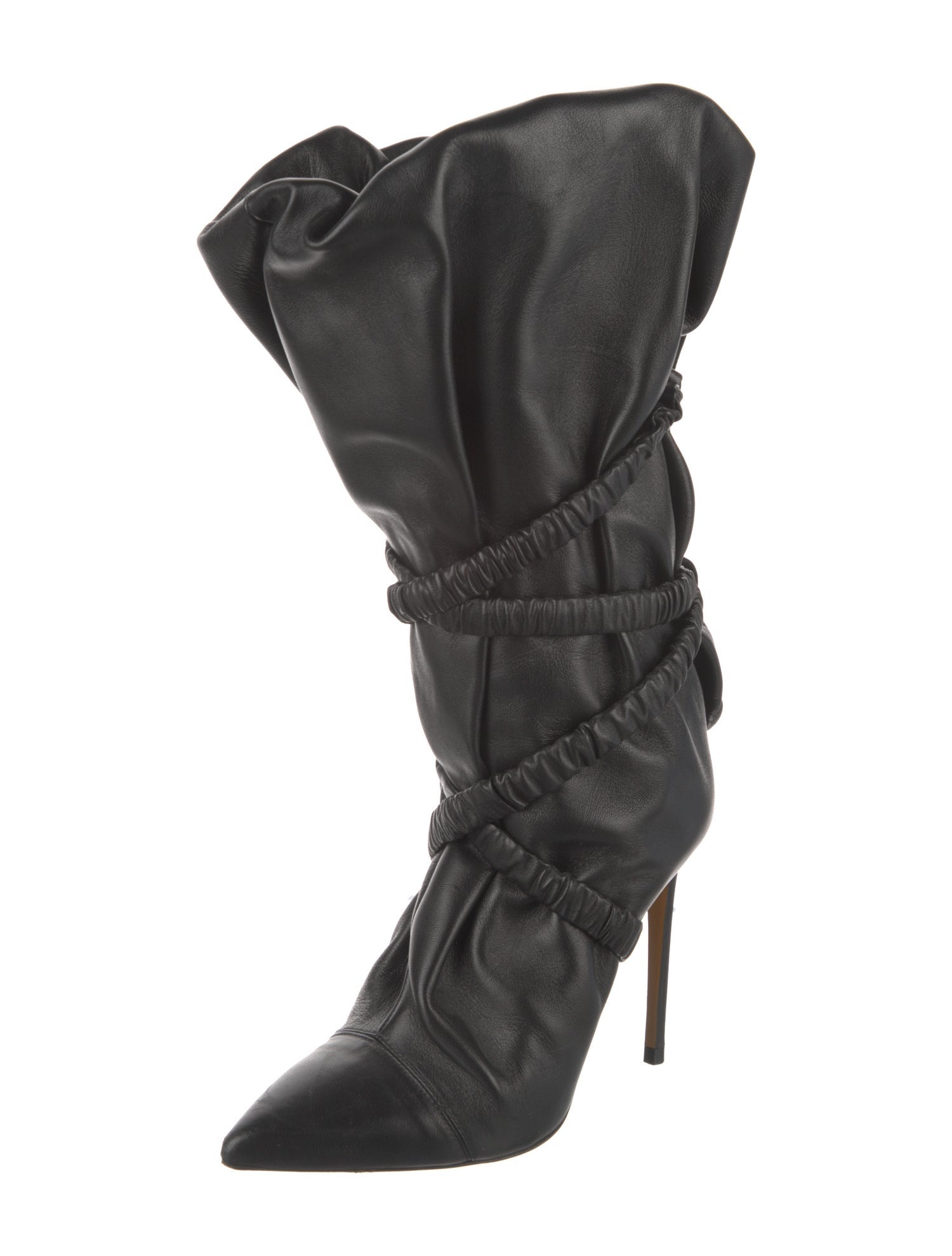Alexandre Vauthier Leather Crystal Embellishments Slouch Boots