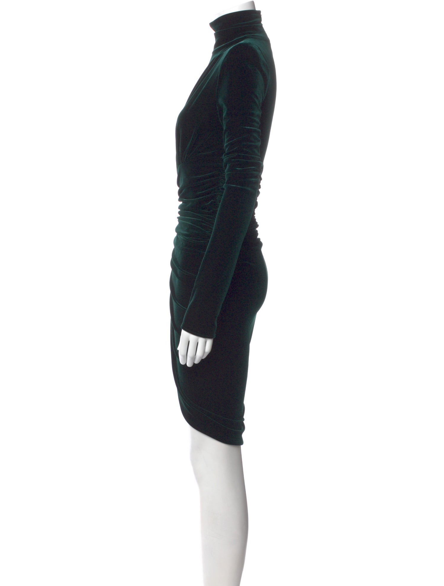 slim fit dress slacks Carella Bottle Green Velvet Twisted Asymmetric Midi Dress – Club L London