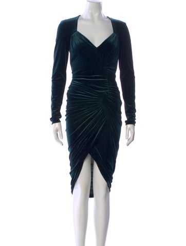Pre-owned Alexandre Vauthier Velvet Midi Length Dress In Green