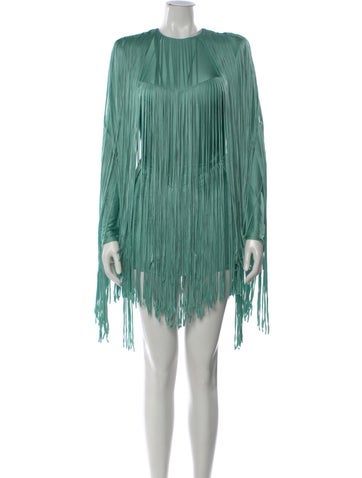Pre-owned Alexandre Vauthier Crew Neck Mini Dress In Green