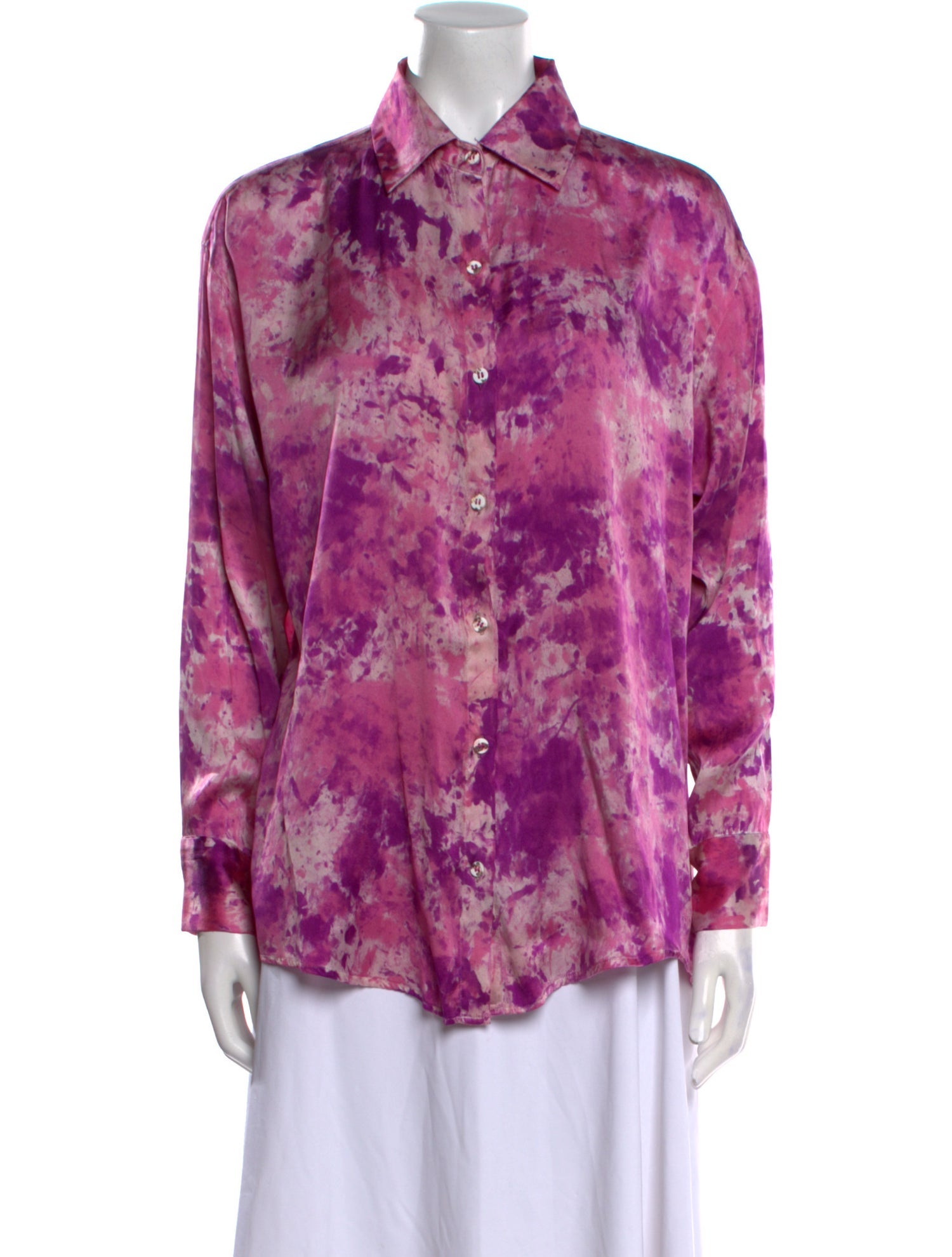 Avant Toi Silk Printed Button-Up Top w/ Tags