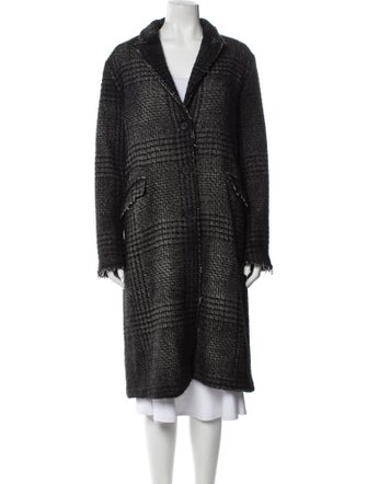 Avant Toi Wool Tweed Pattern Faux Fur Coat