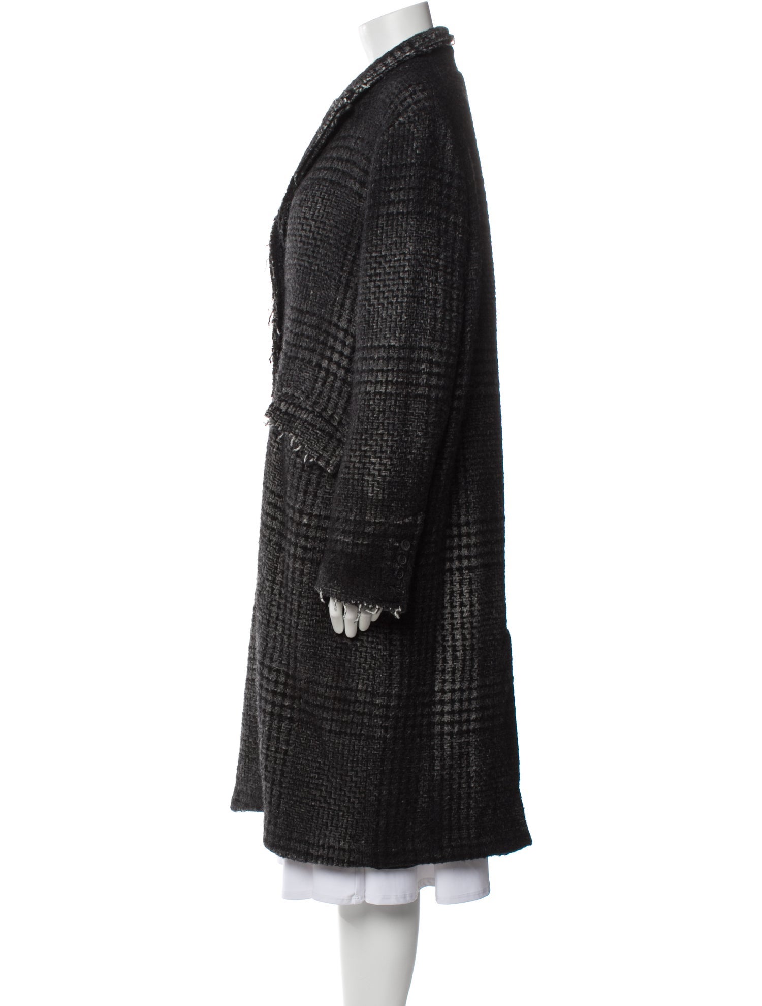 Avant Toi Wool Tweed Pattern Faux Fur Coat