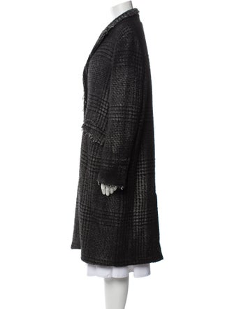 Avant Toi Wool Tweed Pattern Faux Fur Coat