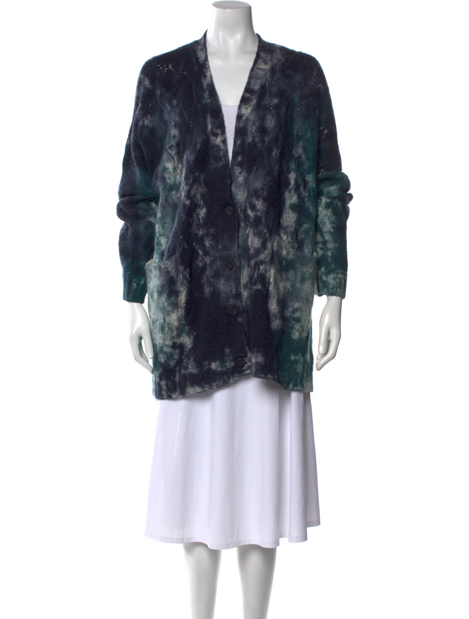 Avant Toi Tie-Dye Print V-Neck Sweater