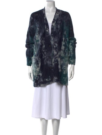 Avant Toi Tie-Dye Print V-Neck Sweater