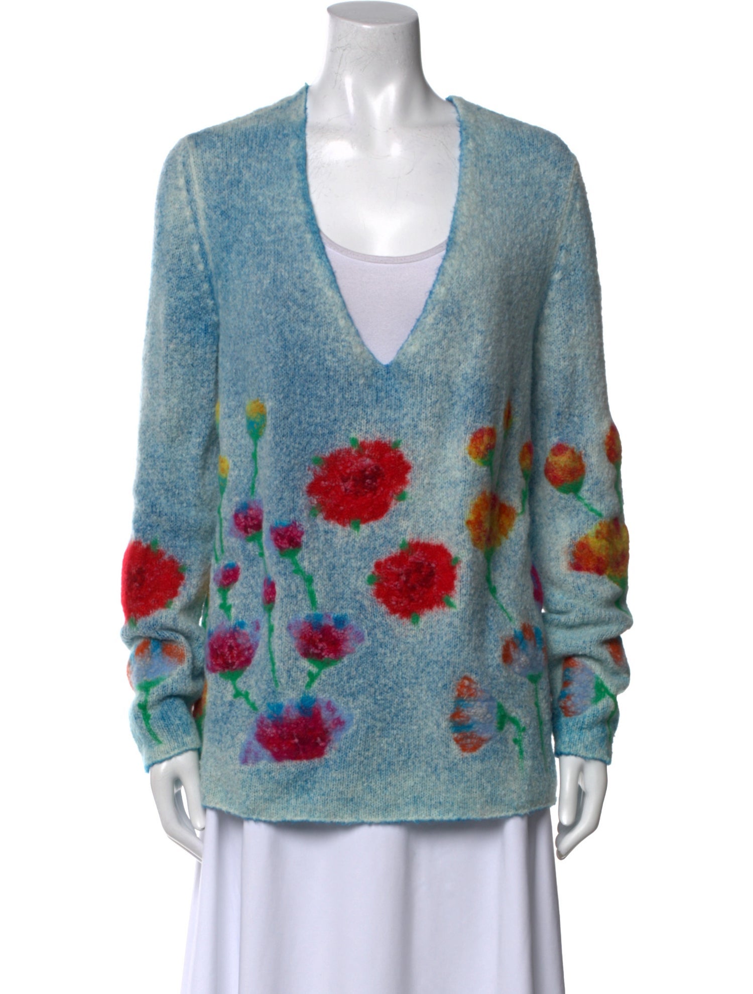 Avant Toi Printed V-Neck Sweater