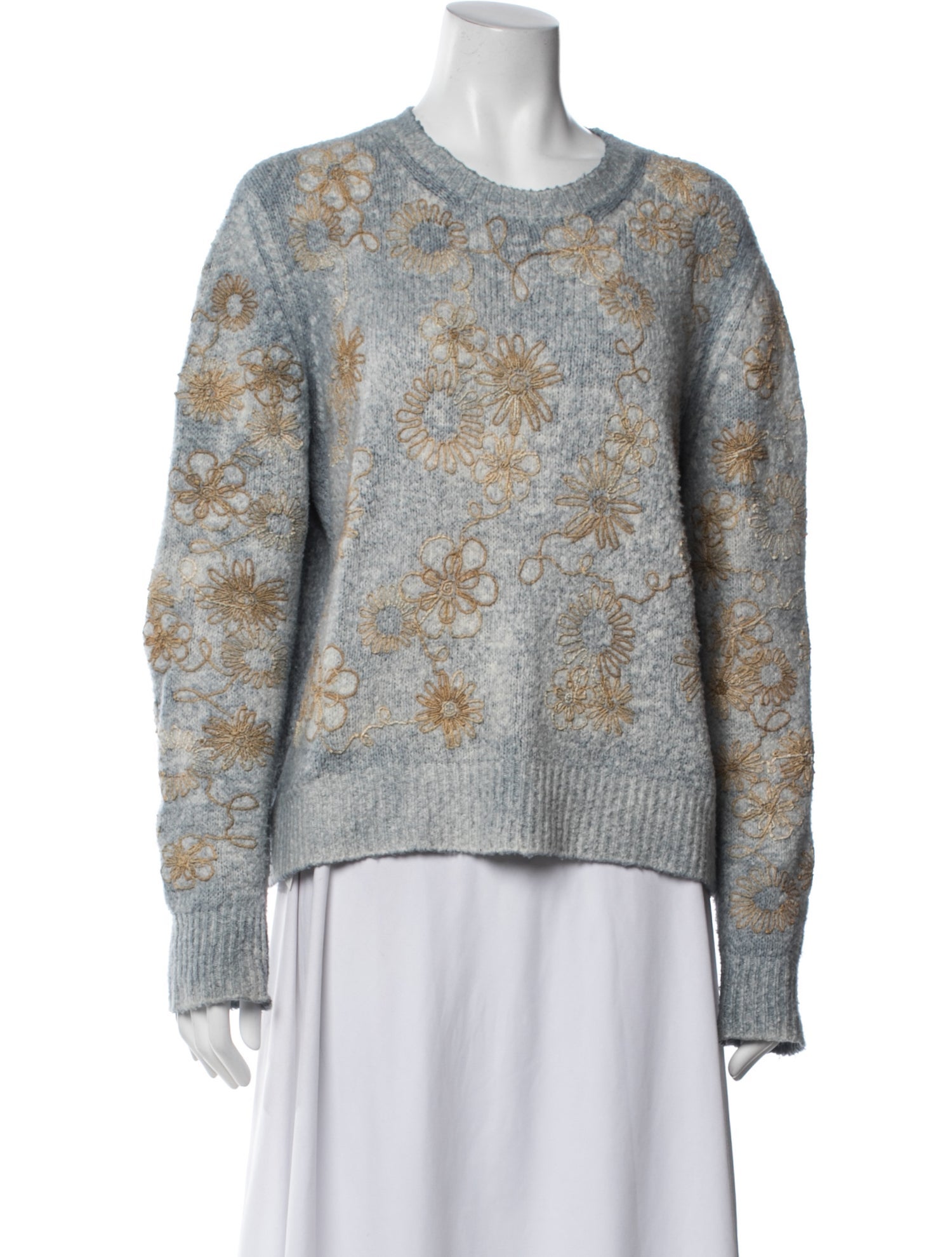 Avant Toi Floral Print Crew Neck Sweater