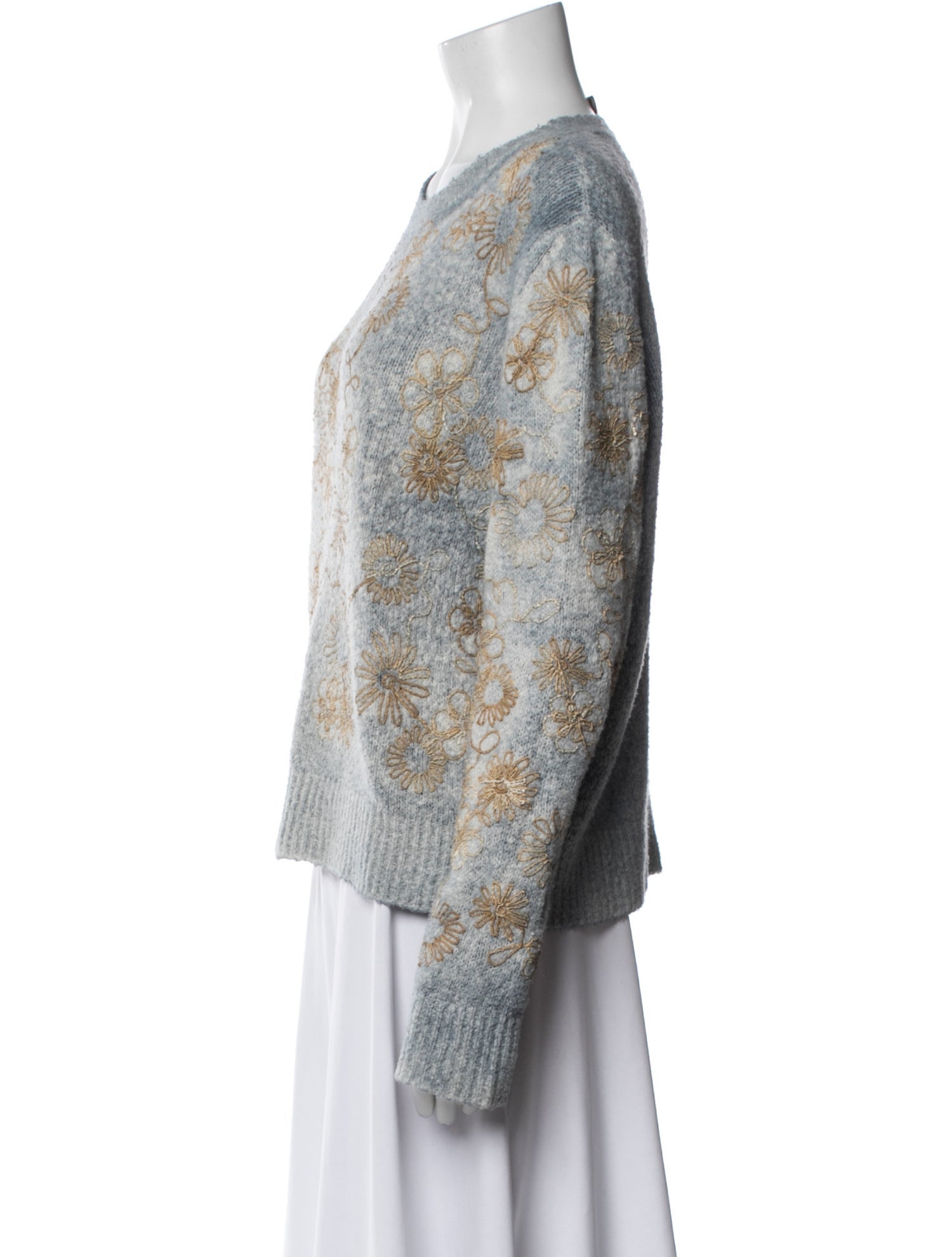 Avant Toi Floral Print Crew Neck Sweater