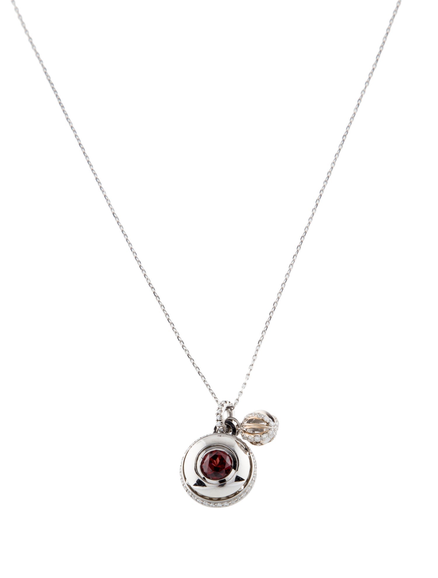 Alexandra Mor Platinum Garnet & Diamond Birthstone Pendant Necklace