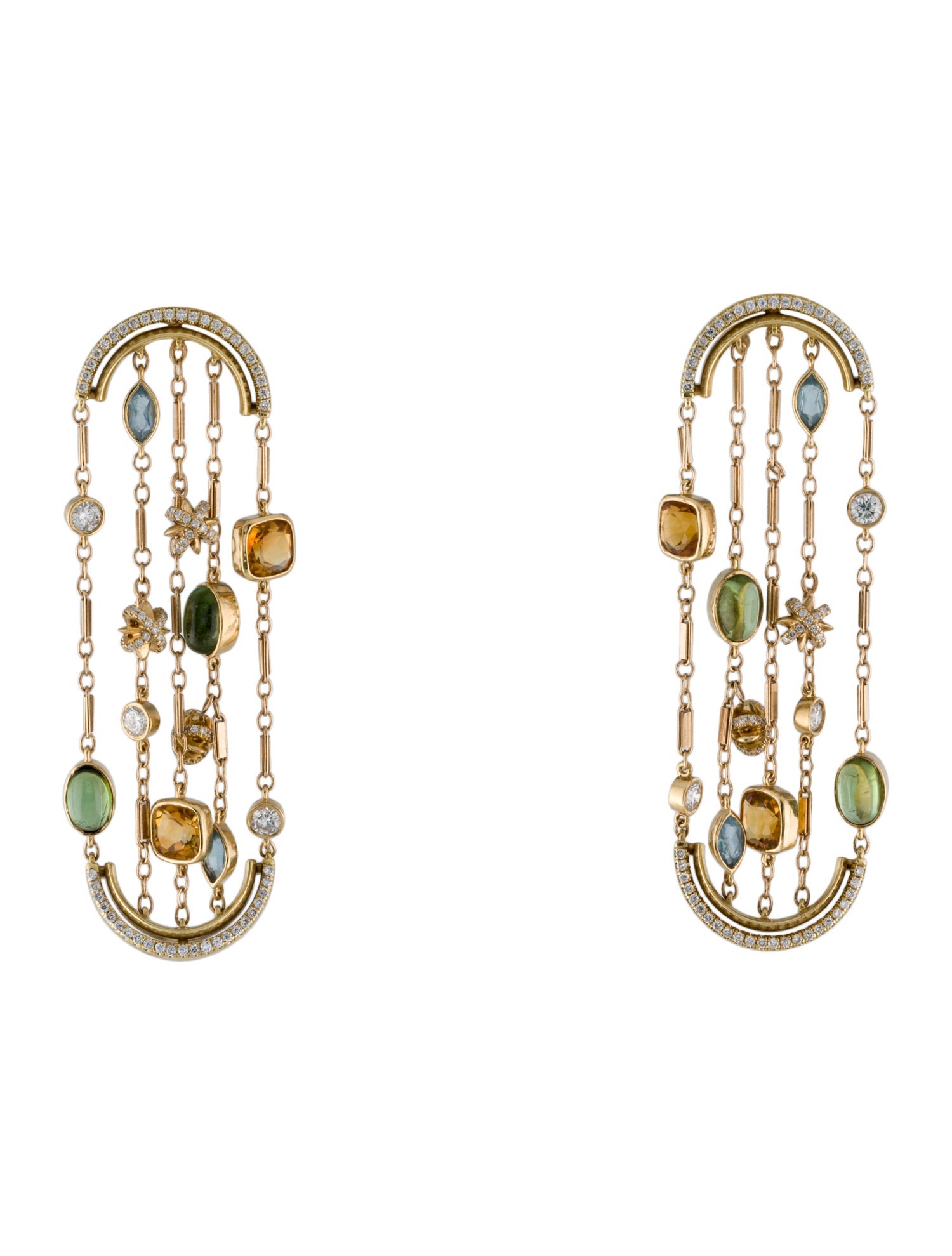 Alexandra Mor 18K Multistone Arched Sautior Drop Earrings