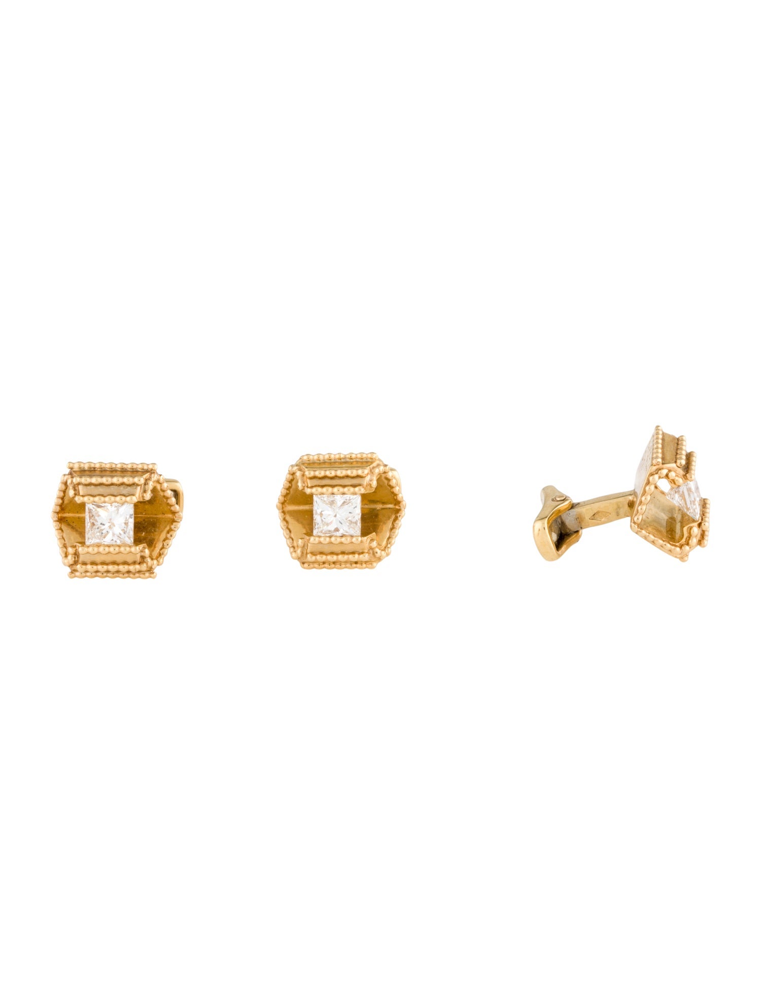 Tom Ford 18K Onyx & Diamond Cufflink & Shirt Stud Set - 18K