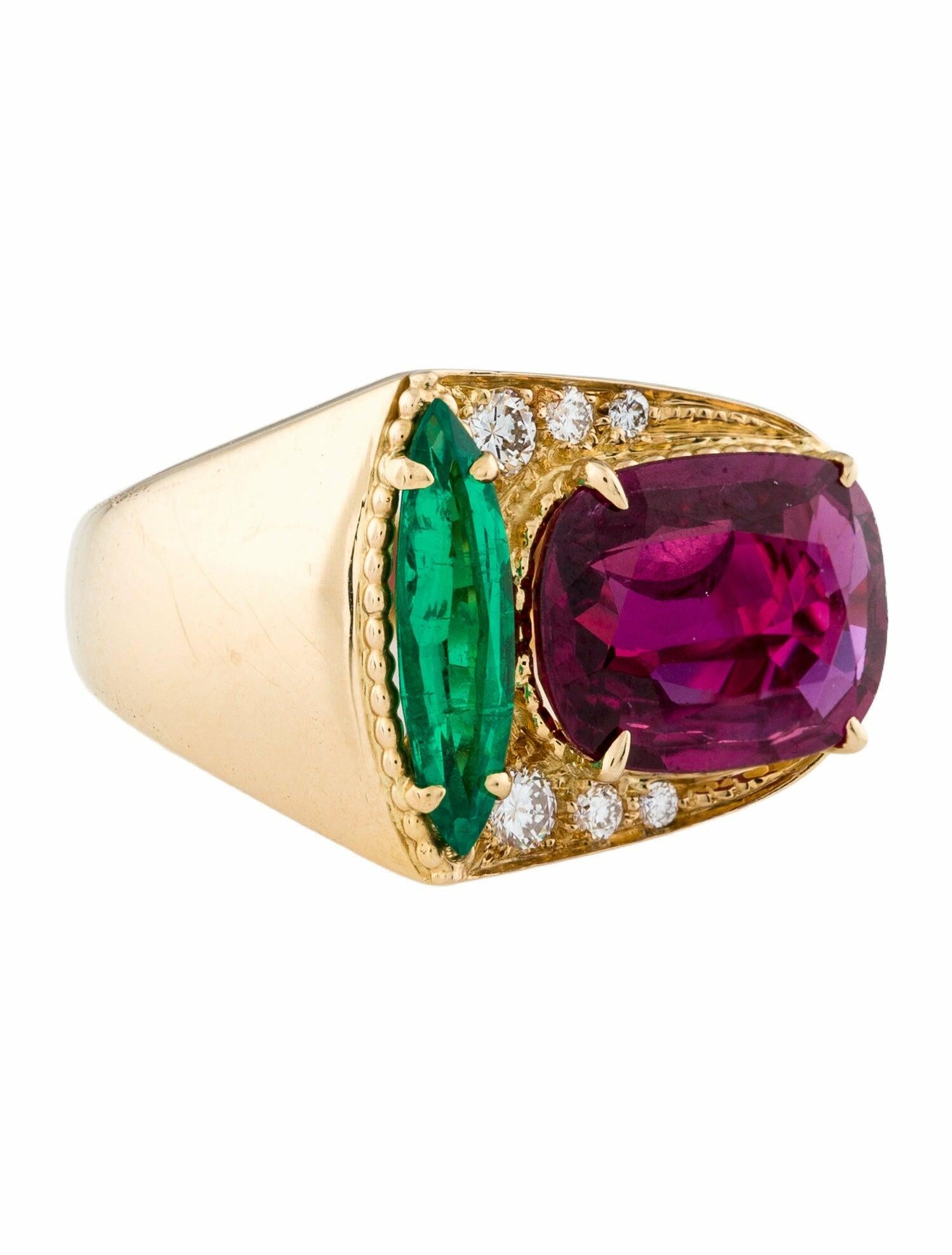 Alexandre Reza 18K Thai Ruby, Colombian Emerald & Diamond Cocktail Ring