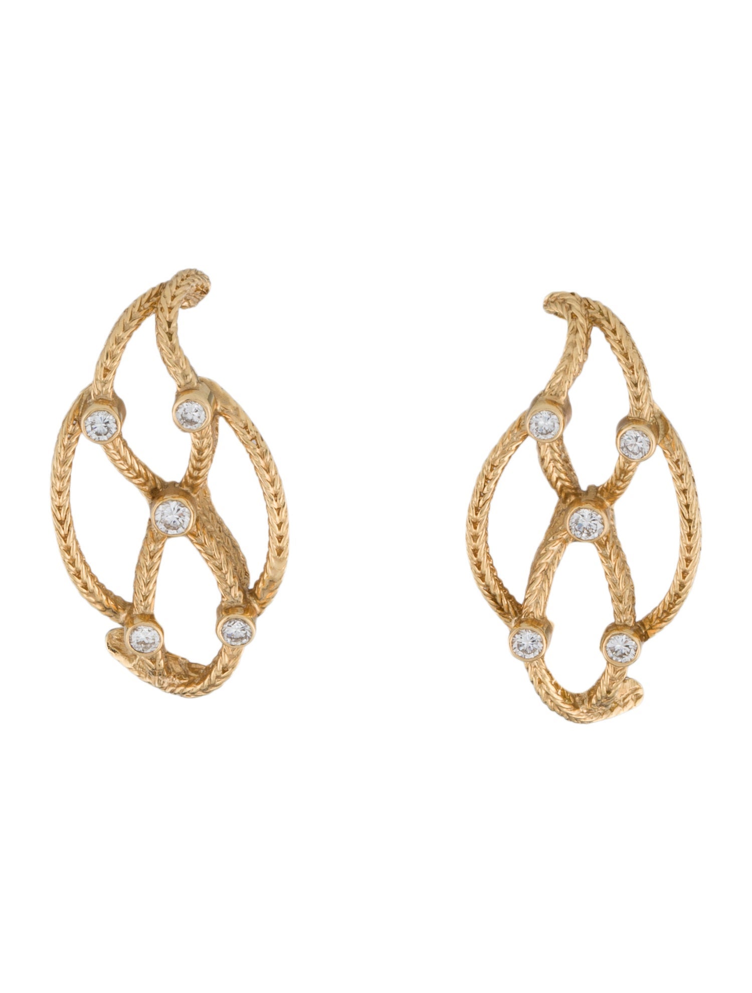 Alexandre Reza 18K Diamond Chain Clip-On Earrings