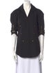 Anthony Vaccarello Wool Short Sleeve Button-Up Top