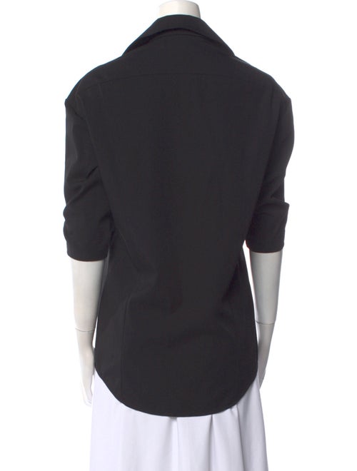 Anthony Vaccarello Wool Short Sleeve Button-Up Top