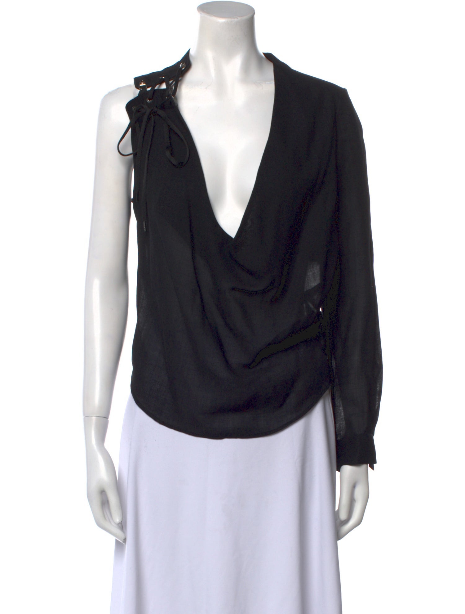 Anthony Vaccarello Wool Cowl Neck Blouse
