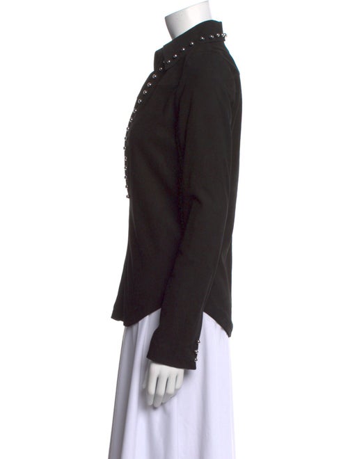 Anthony Vaccarello Calfskin V-Neck Button-Up Top