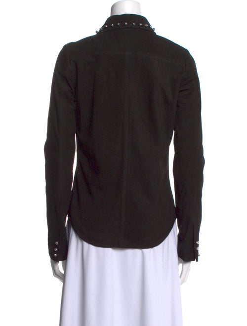 Anthony Vaccarello Calfskin V-Neck Button-Up Top