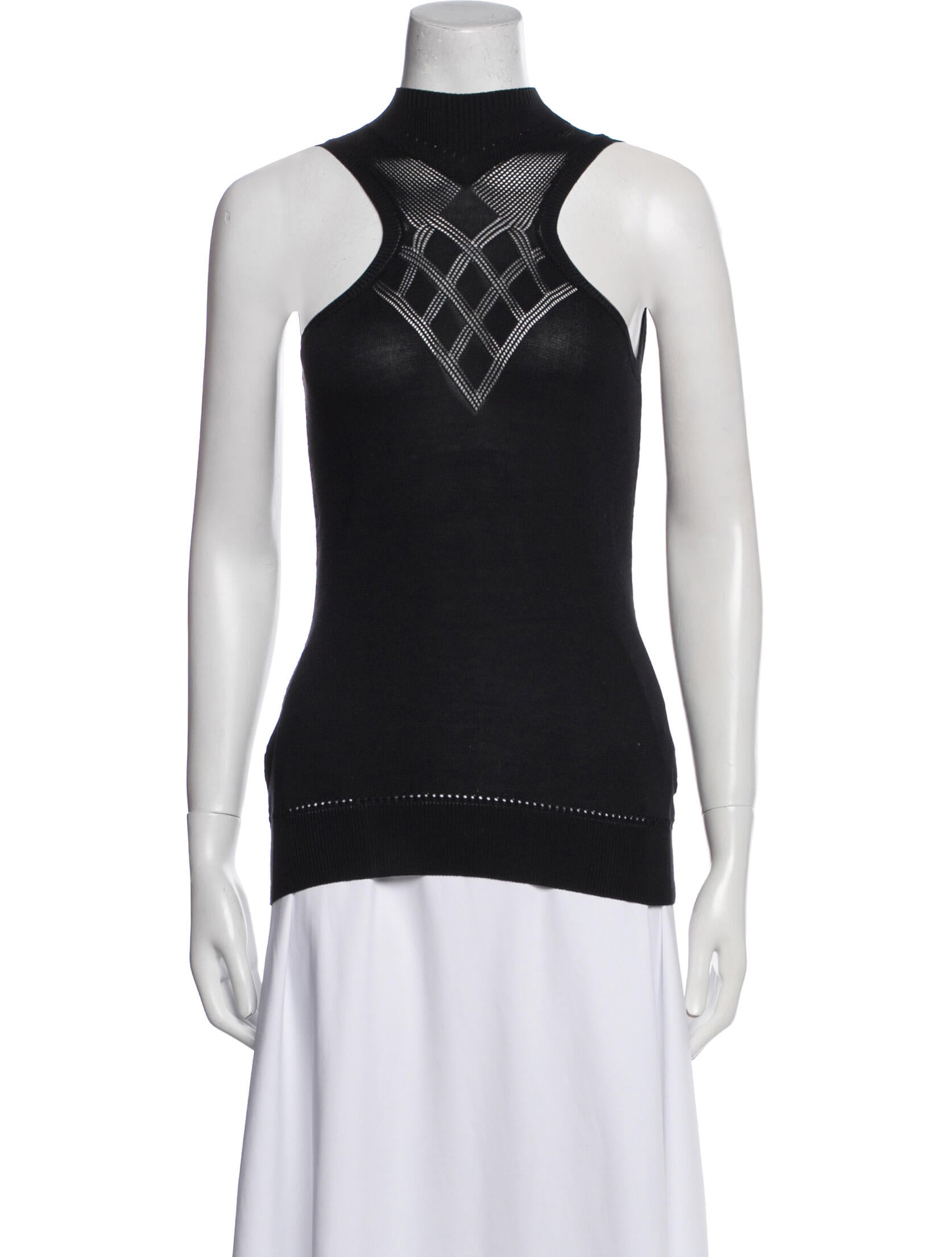 Anthony Vaccarello Mock Neck Sleeveless Top