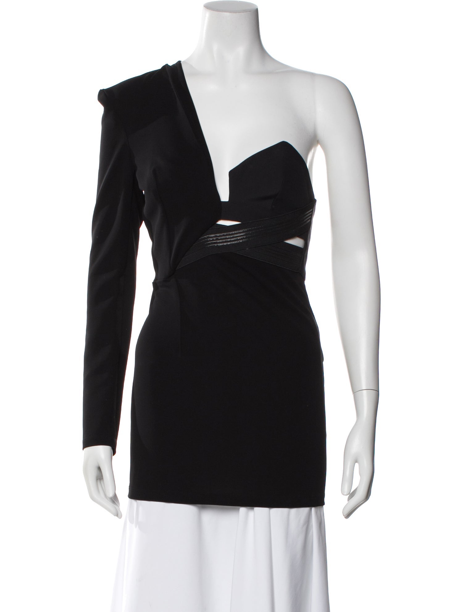 Anthony Vaccarello One-Shoulder Long Sleeve Top