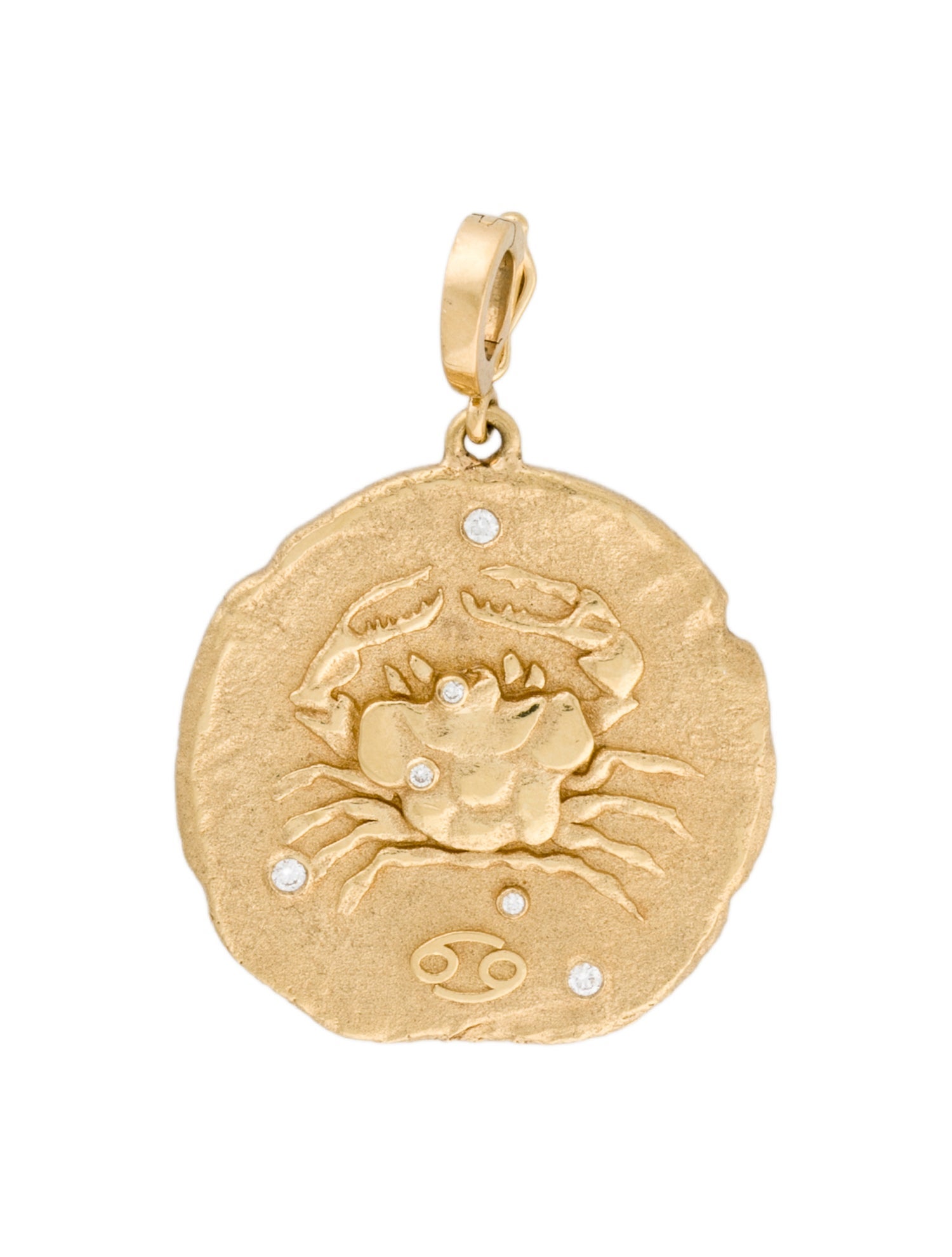 Azlee 18K Diamond Cancer Coin Pendant