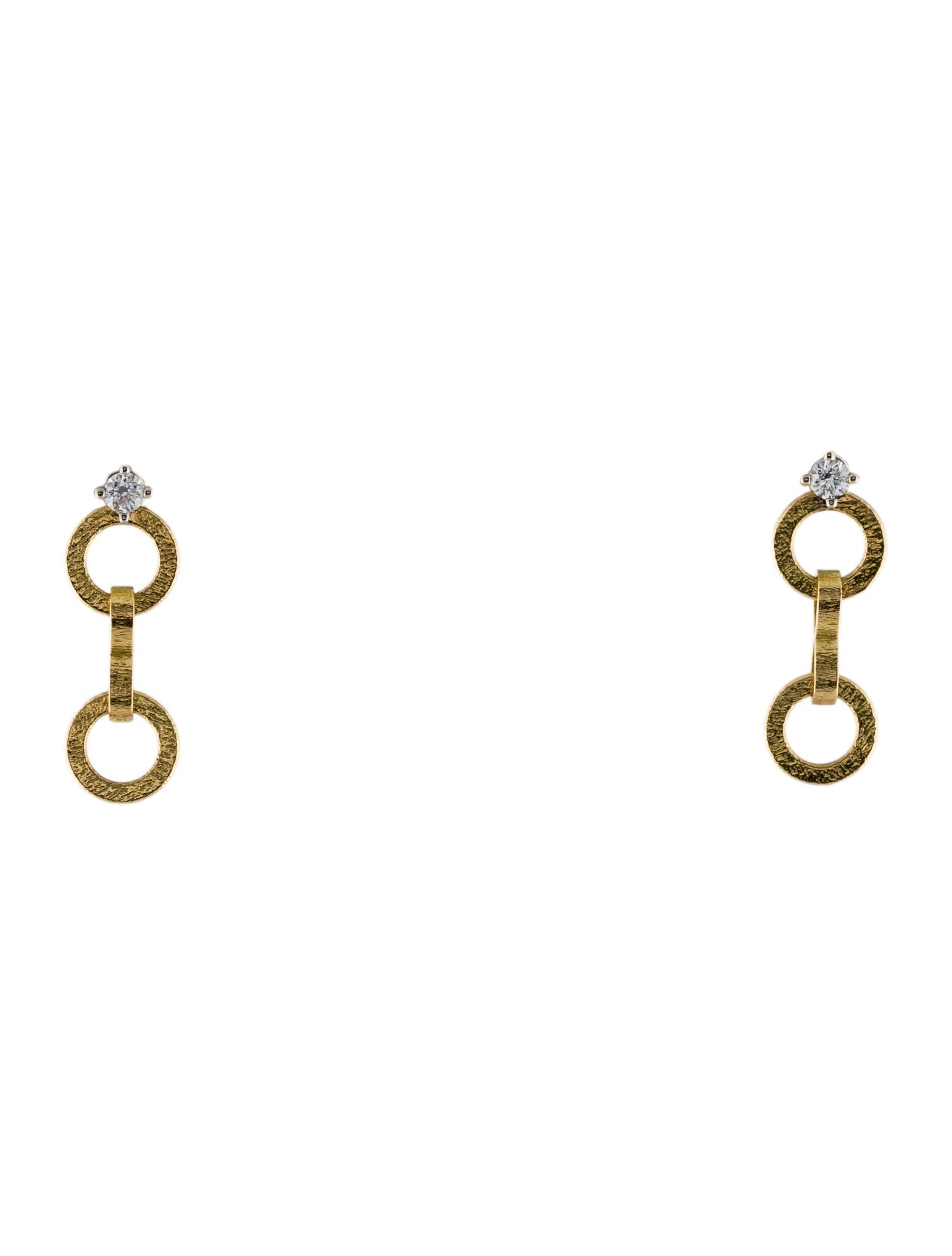 Azlee 18K Diamond Circle Textured Earrings