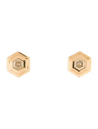 Azlee 18K Diamond Hexagon Stud Earrings