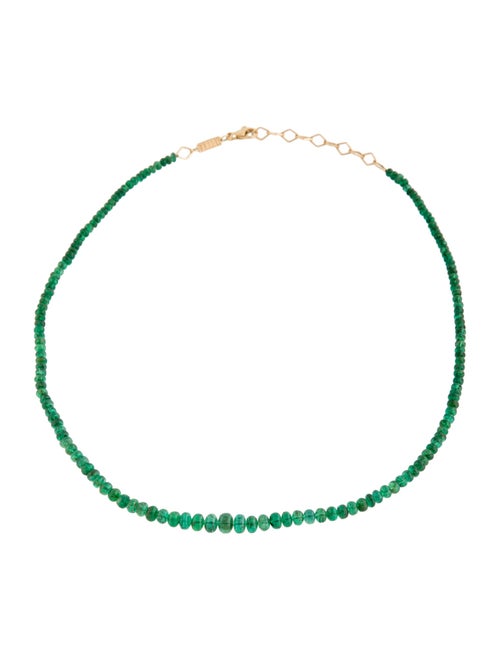 Azlee 18K Emerald Bead Graduated Necklace