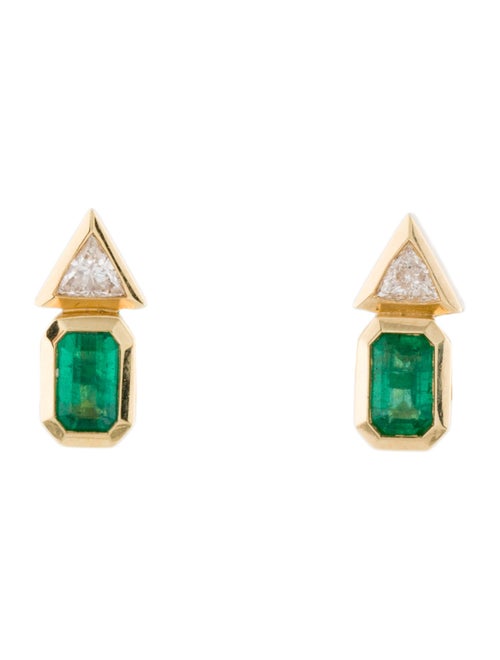Azlee 14K Diamond & Emerald Stud Earrings