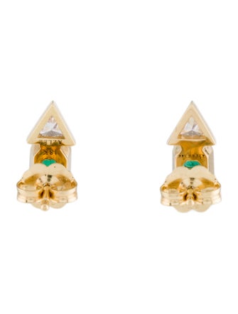 Azlee 14K Diamond & Emerald Stud Earrings
