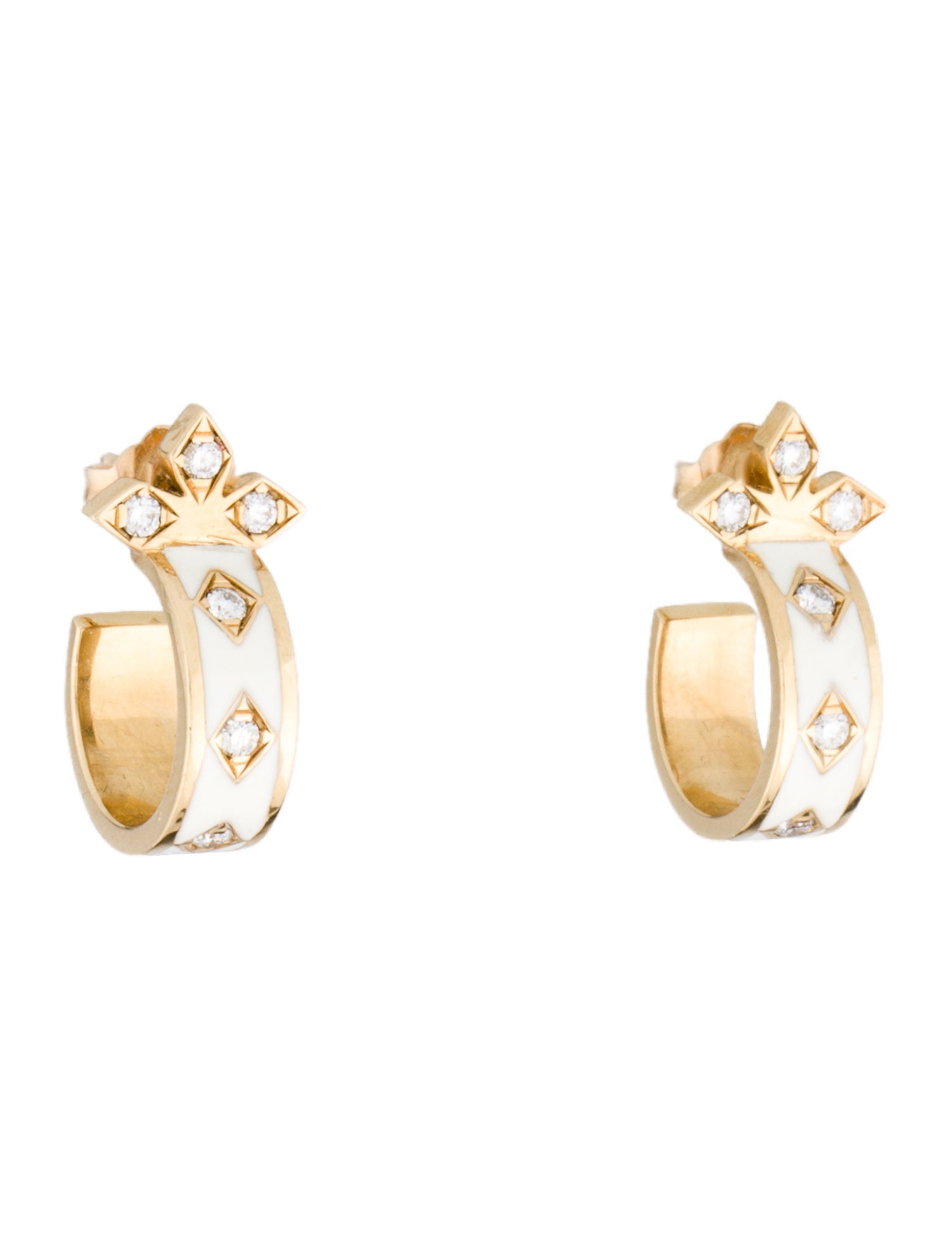 Azlee 18K Enamel & Diamond Morning Sky Small Hoop Earrings