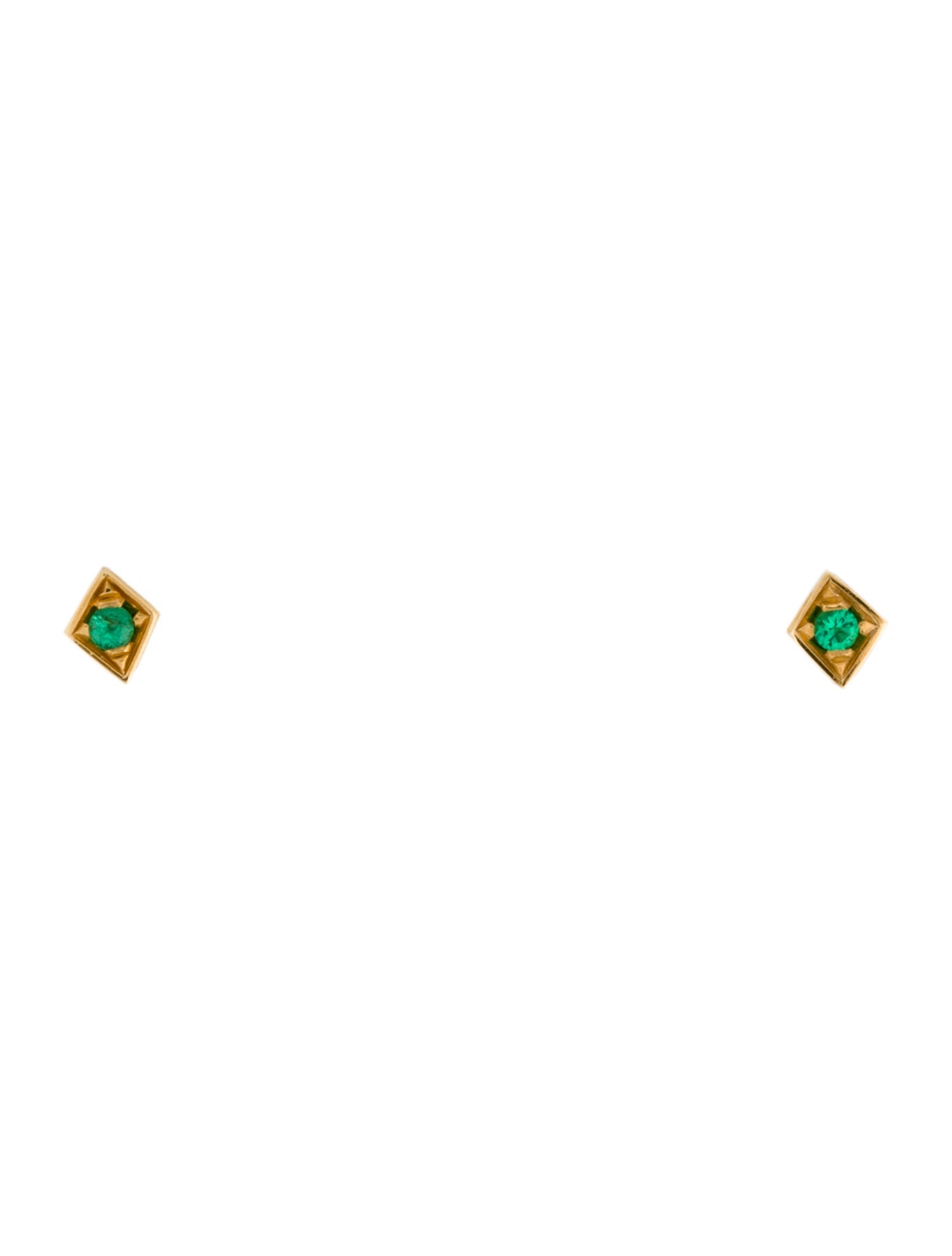 Azlee 18K Emerald Lone Burst Stud Earrings