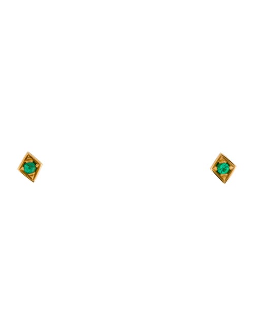 Azlee 18K Emerald Lone Burst Stud Earrings