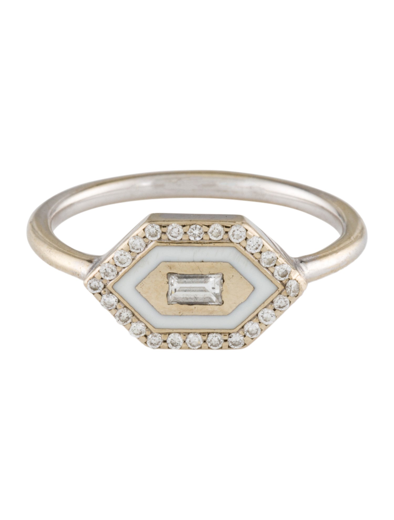 Azlee 18K Enamel & Diamond Ring