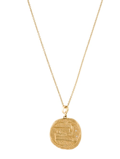 Azlee 18K Diamond Medallion Coin Pendant Necklace
