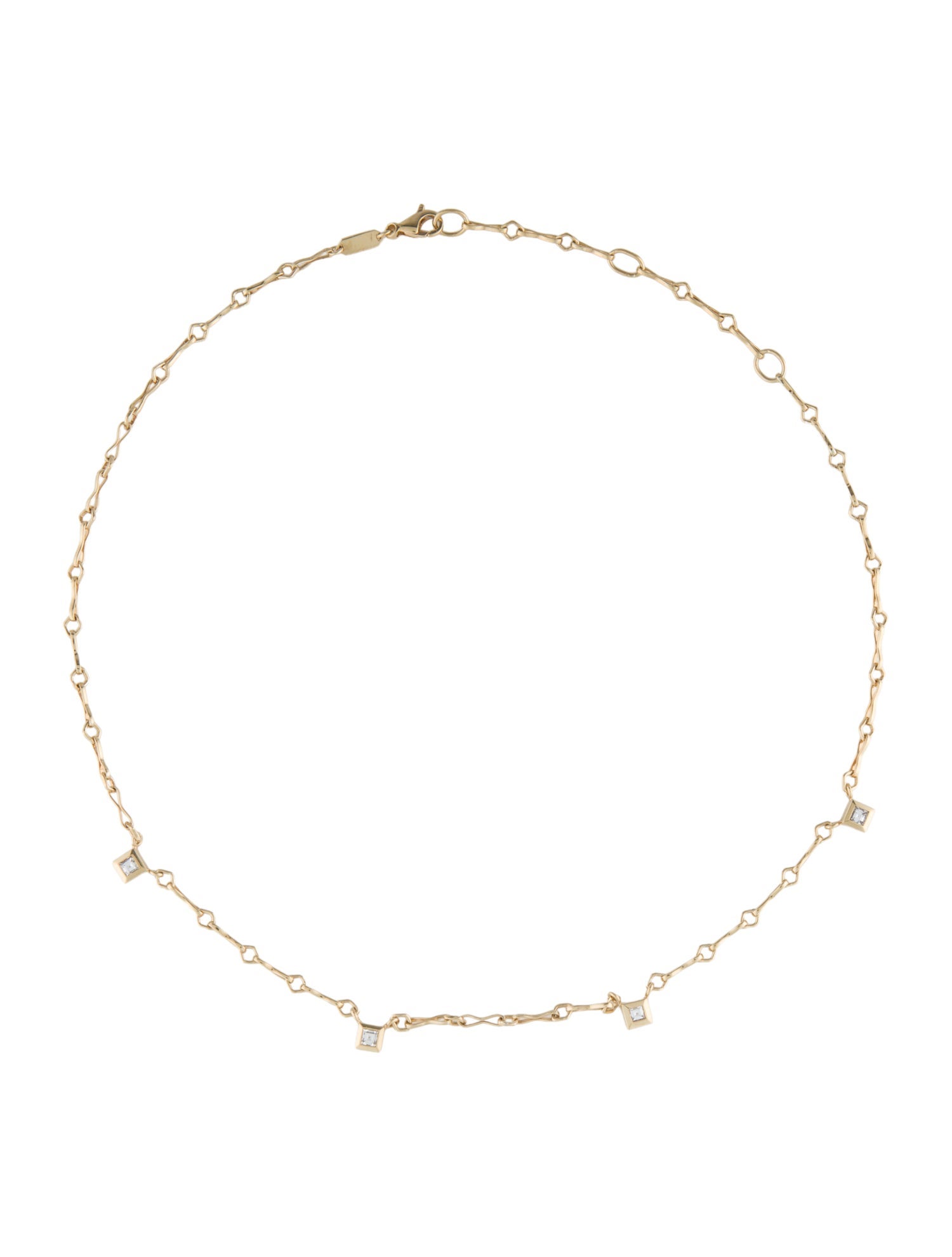 Azlee 18K Diamond Lozenge-Link Chain Necklace