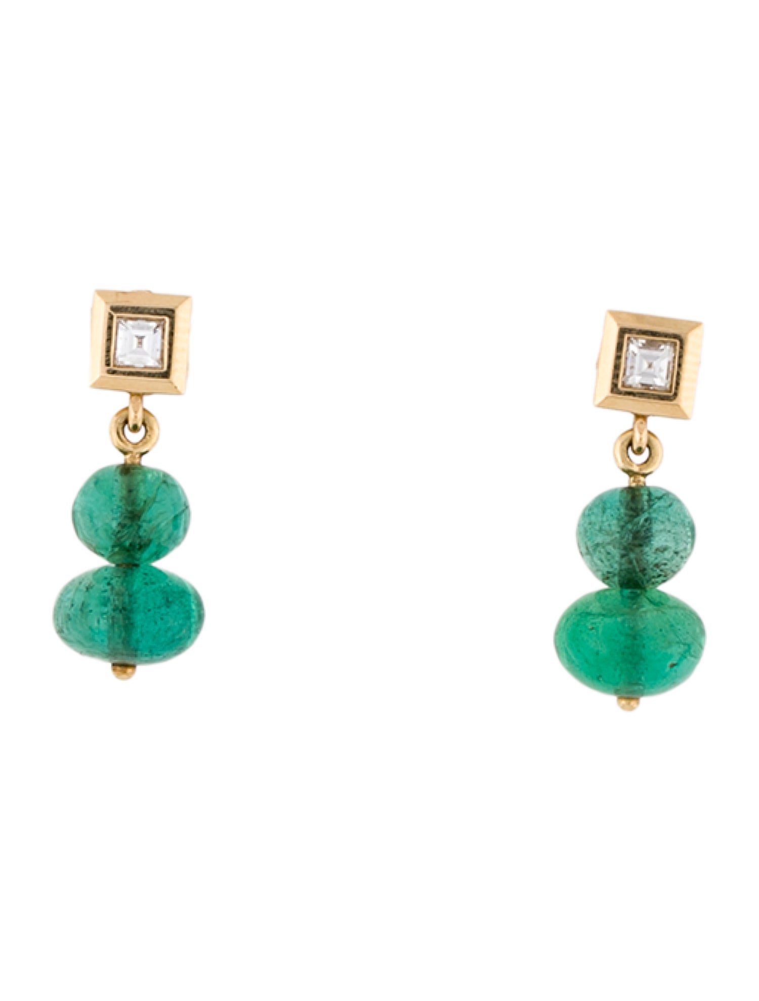 Azlee 18K Emerald & Diamond Moss Drop Earrings