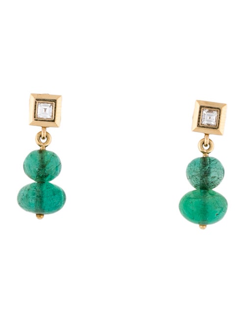 Azlee 18K Emerald & Diamond Moss Drop Earrings