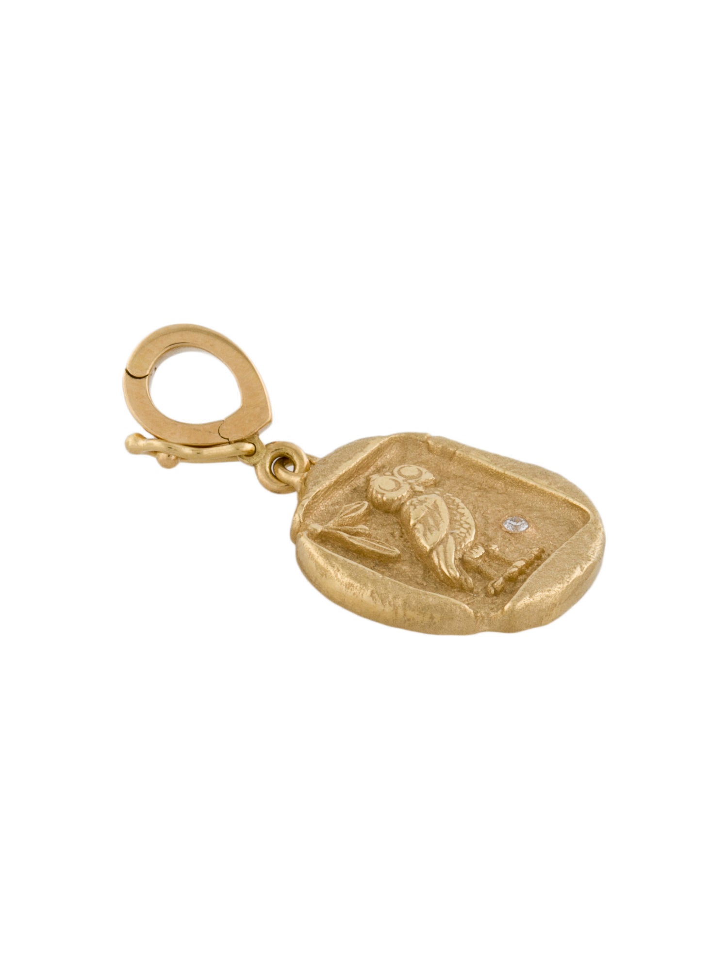 Azlee 18K Diamond Owl of Athena Coin Pendant Enhancer