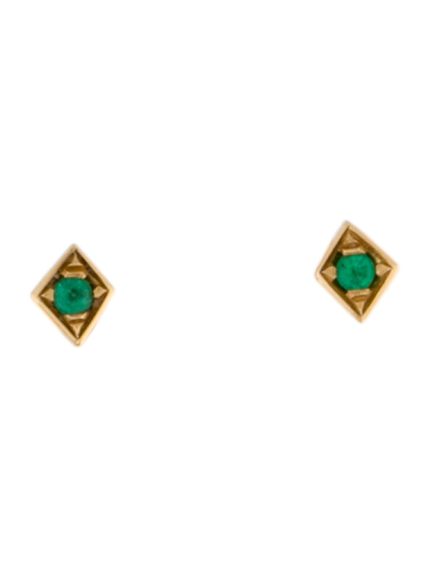 Azlee 18K Emerald Lone Burst Stud Earrings