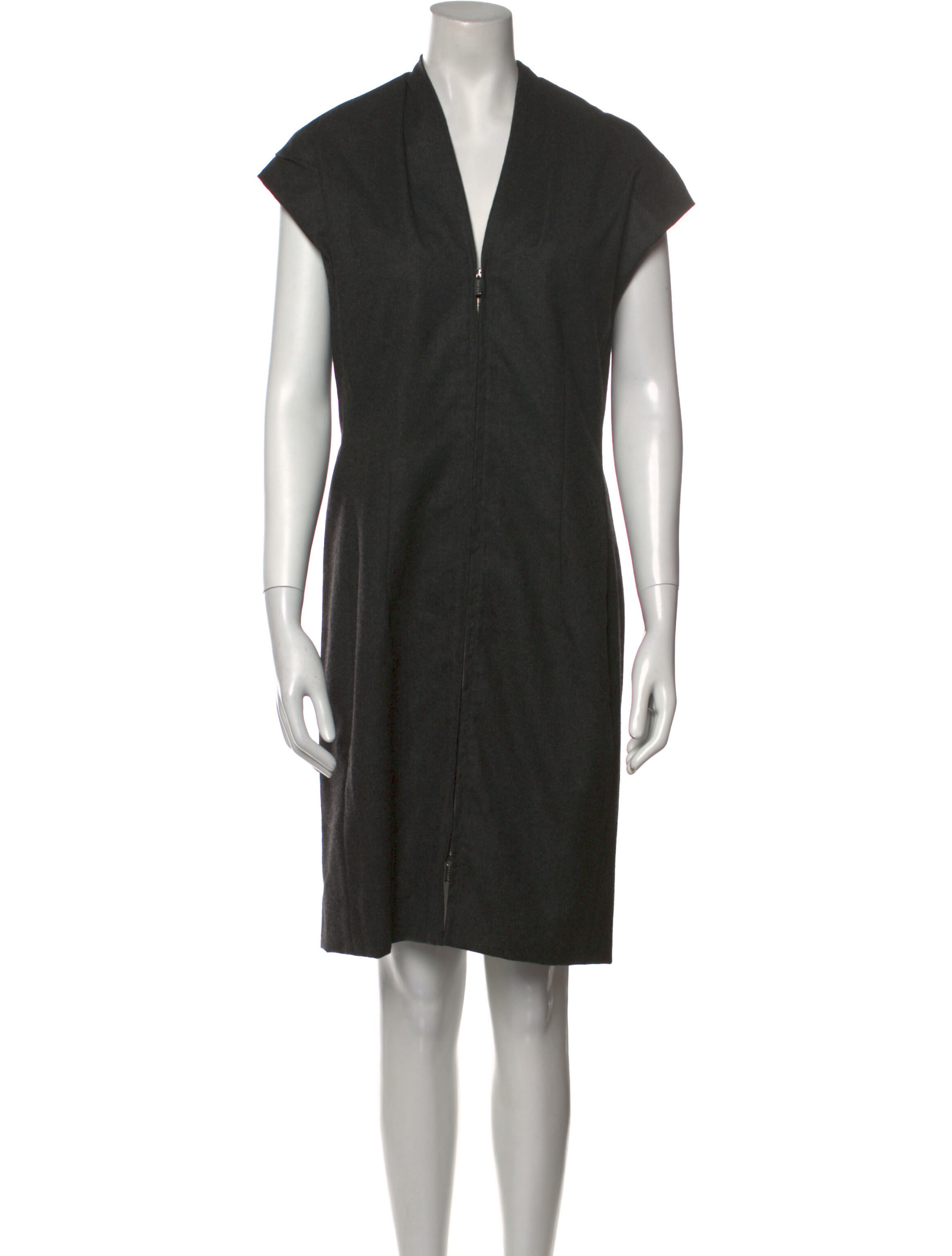 Azzaro V-Neck Knee-Length Dress