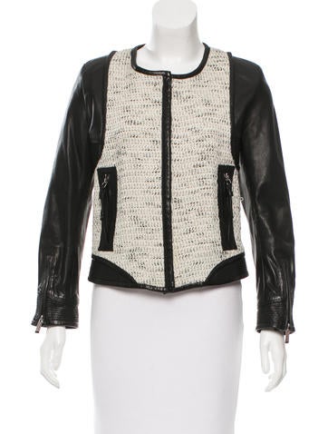 Barbara Bui Leather-Accented Tweed Jacket