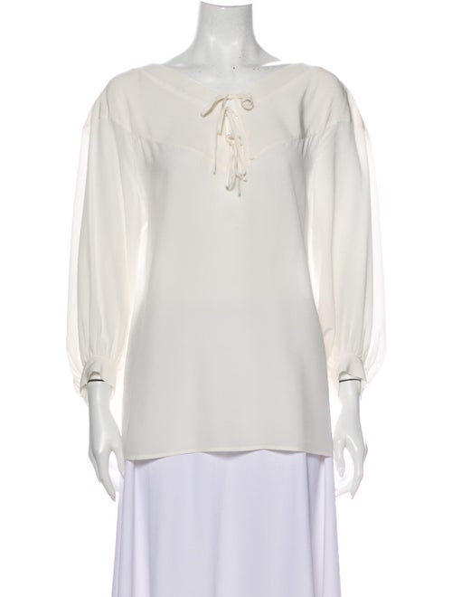 Barbara Bui Silk V-Neck Blouse White
