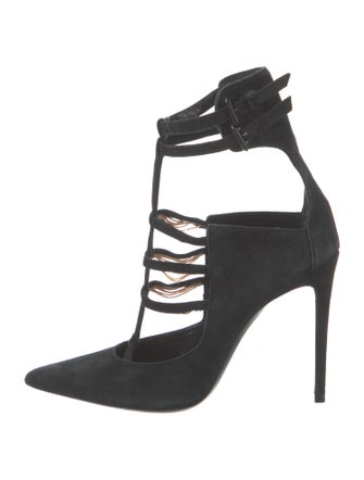 Barbara Bui Suede Cutout Accent T-Strap Pumps