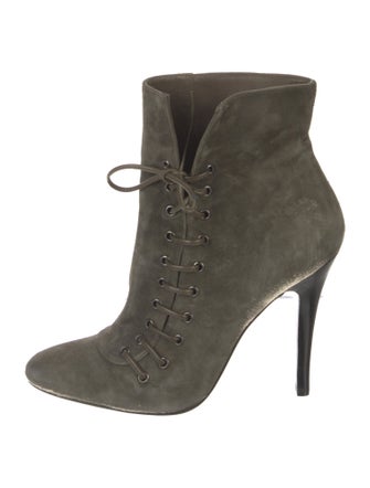 Barbara Bui Suede Leather Trim Embellishment Lace-Up Boots