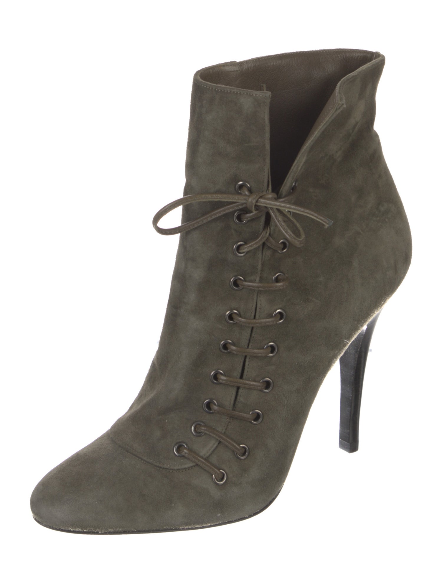 Barbara Bui Suede Leather Trim Embellishment Lace-Up Boots
