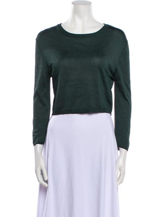 Barbara Bui Silk Crew Neck Crop Top